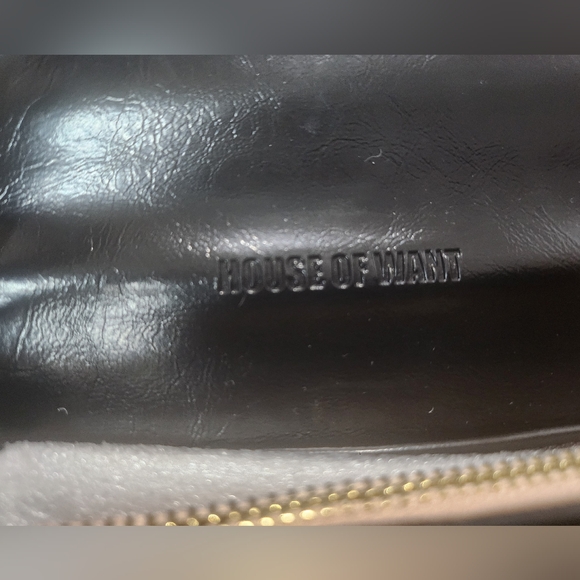 NWT House Of Want Black White Houndstooth Gold Hardware Crossbody Wallet - Picture 7 of 7